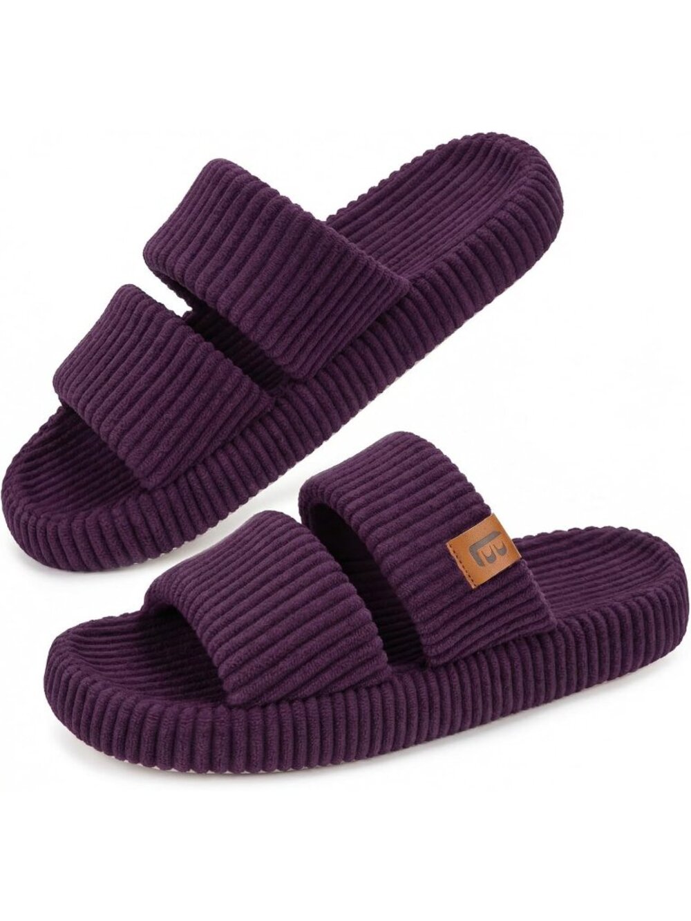 〽️Women's Purple Open Toe Flat Slipper Dual Strap Slide Comfortable House Shoes